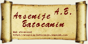 Arsenije Batoćanin vizit kartica